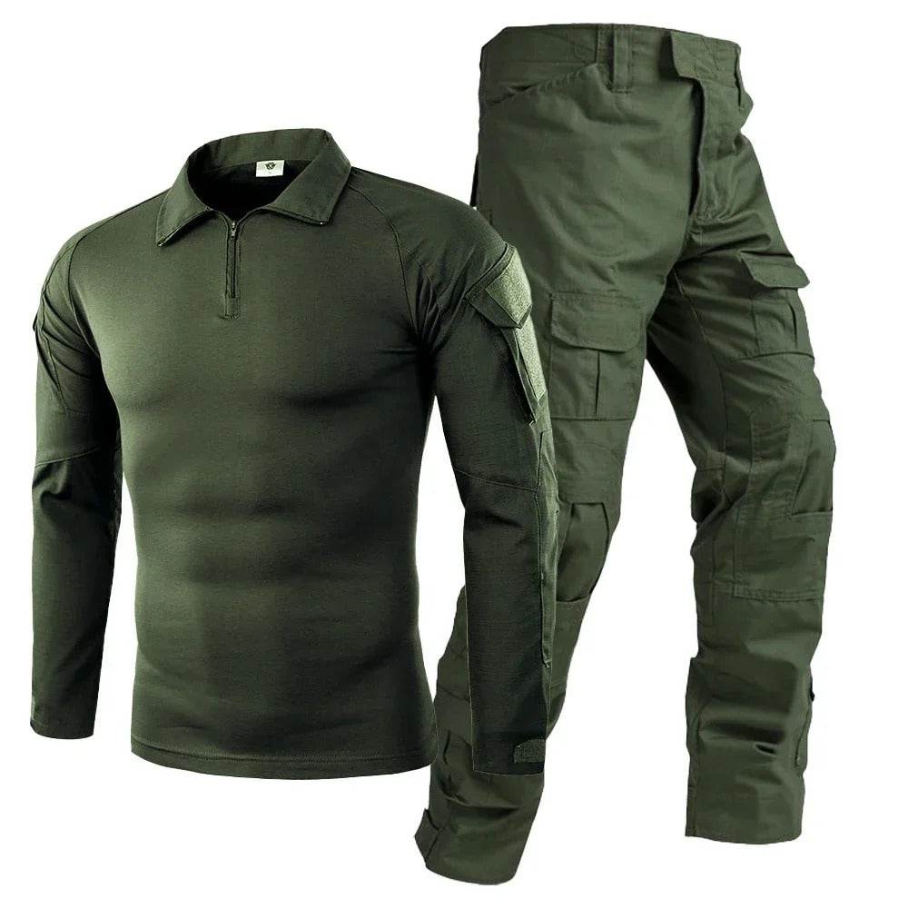 Tactical outdoor suit in olive green for extreme weather conditions