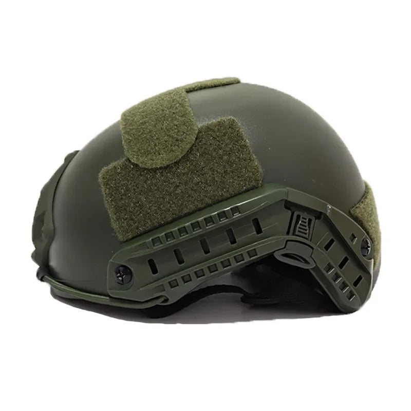 Tactical protective helmet in green for military and outdoor activities