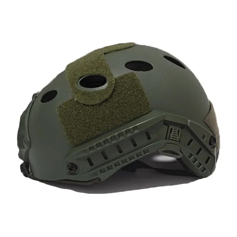 Tactical protective helmet in green for outdoor and military use
