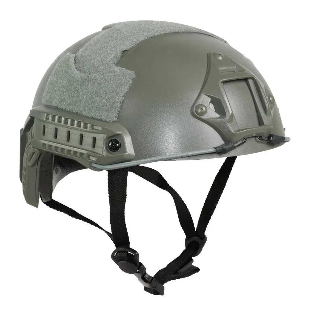 Tactical protective helmet in olive green for military and outdoor activities