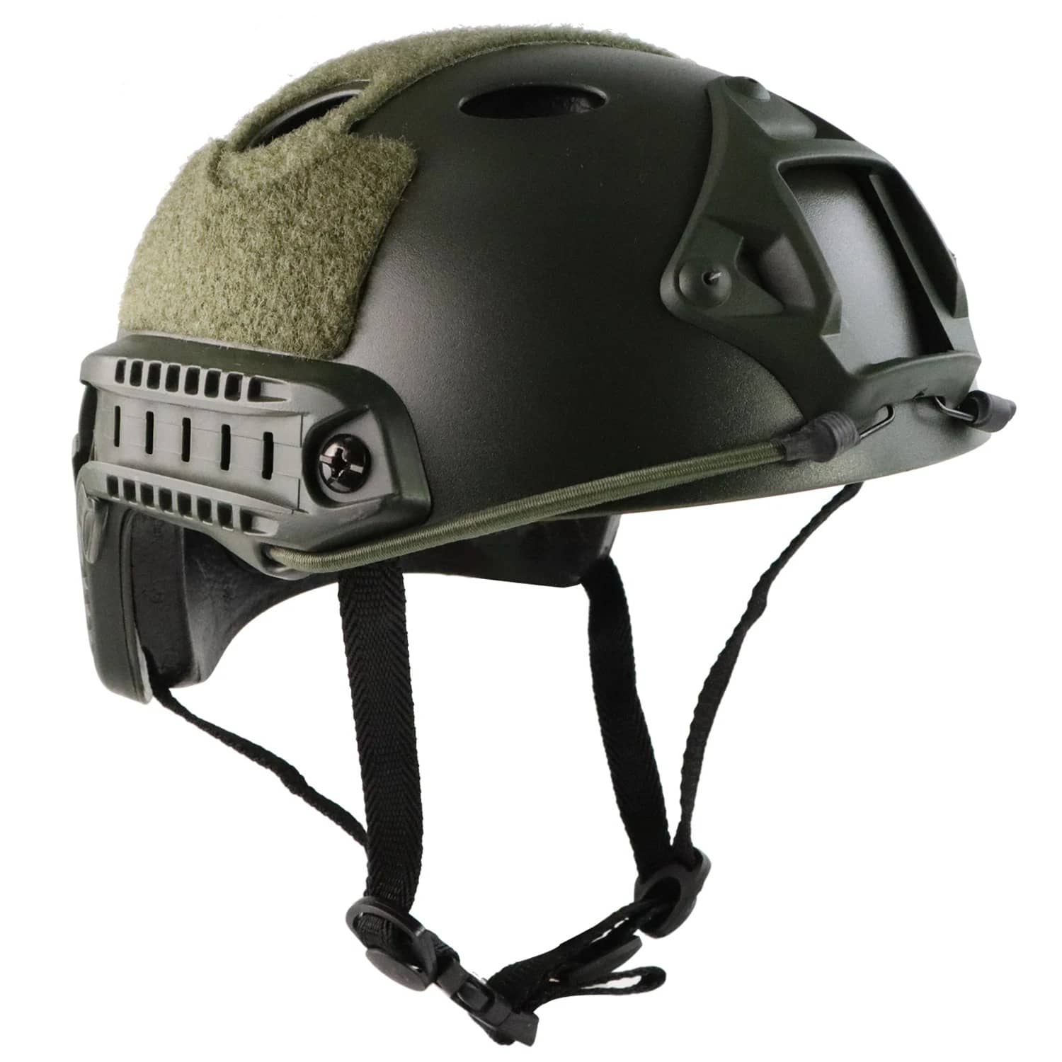Tactical protective helmet in olive green for rugged outdoor use