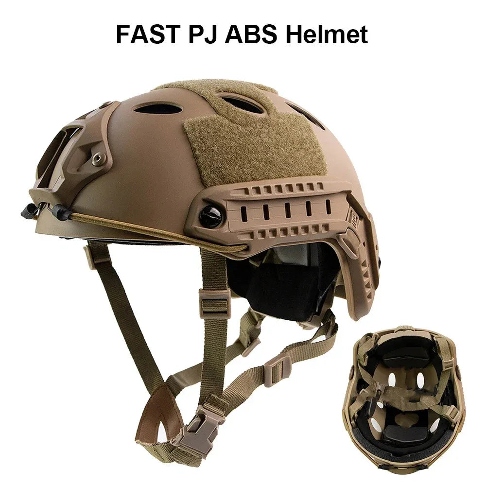 FAST PJ ABS Helmet in Tan with tactical protective helmet features for safety