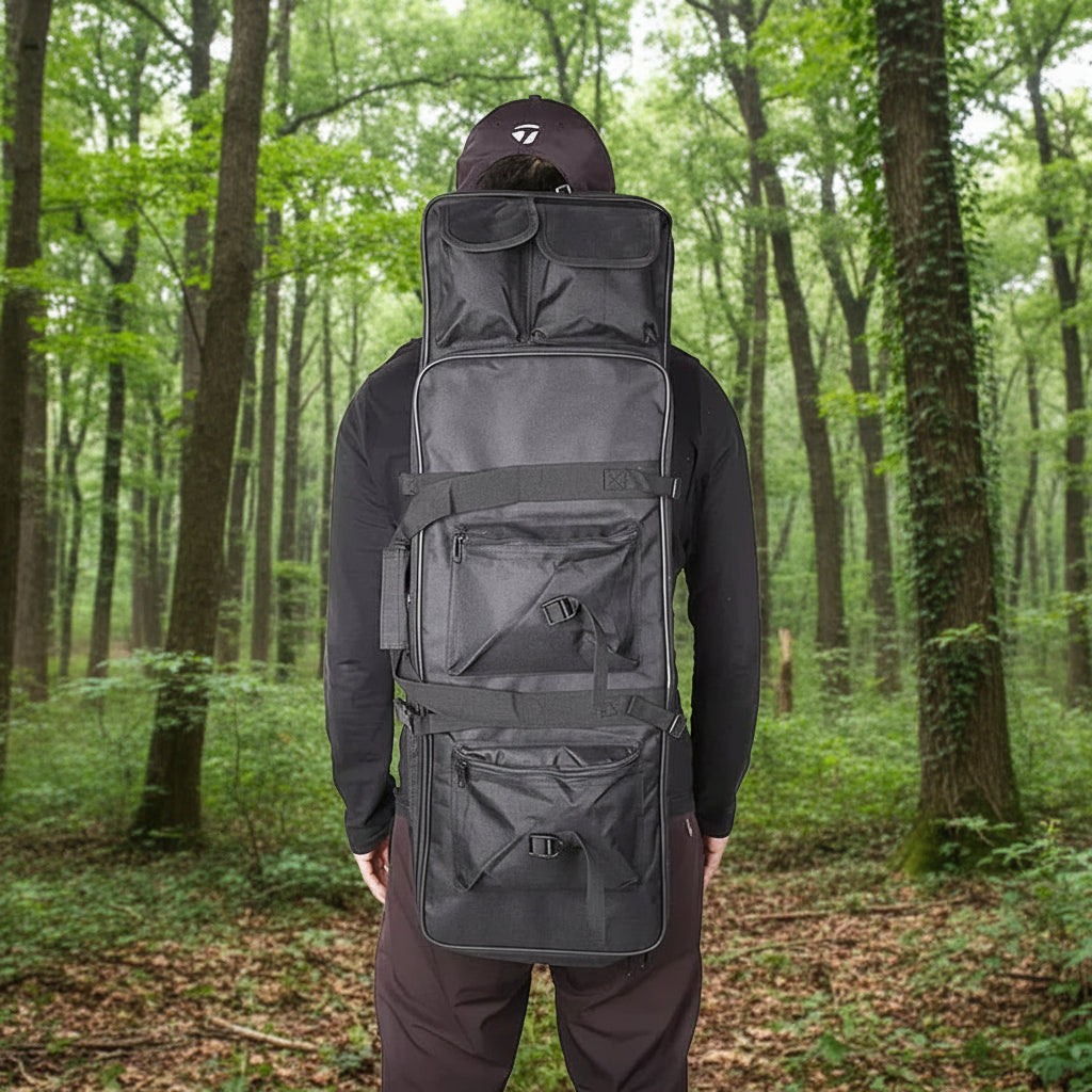 Black tactical rifle bag designed for outdoor use and gun storage