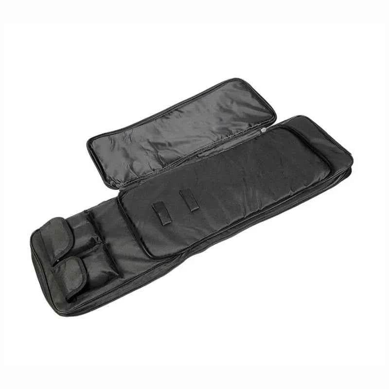 Black tactical rifle bag with padded compartments for secure transport