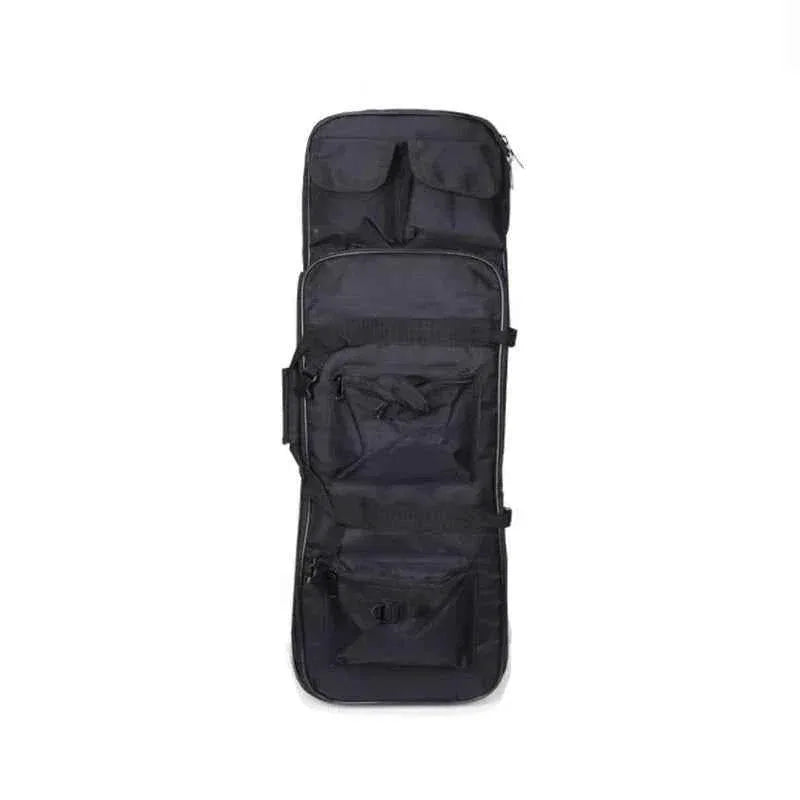 Black tactical rifle bag with multiple pockets for secure storage