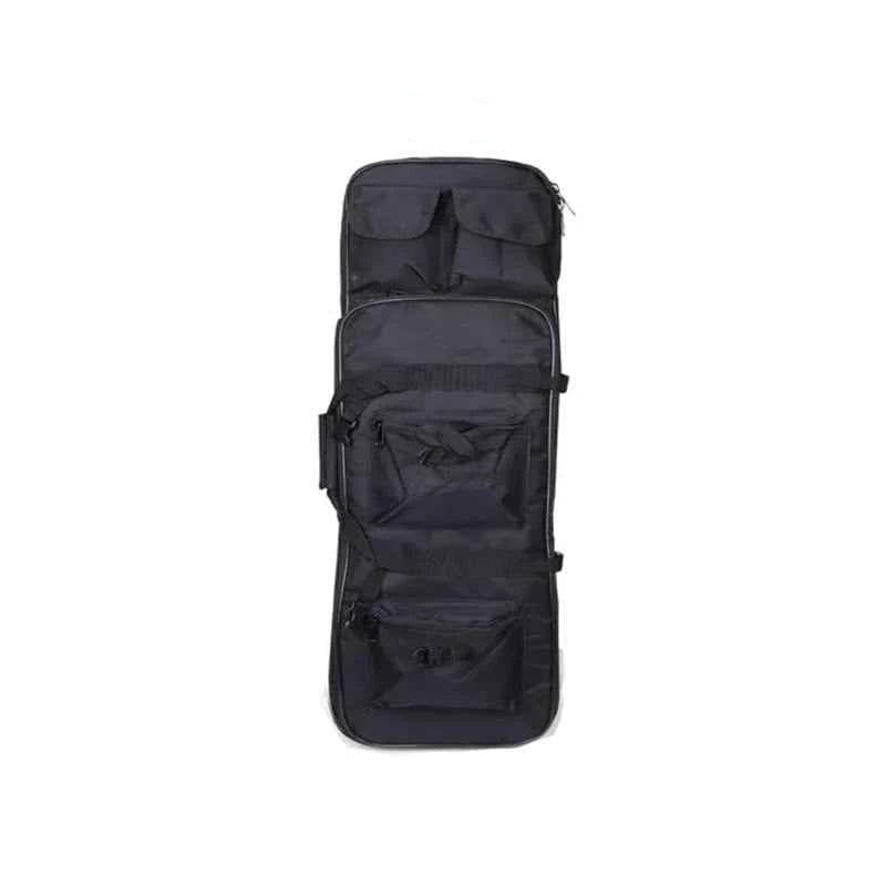 Black tactical rifle bag with multiple storage pouches for convenience