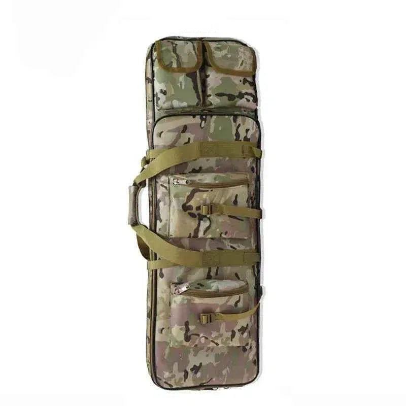 Camouflage tactical rifle bag with multiple pockets for gear storage