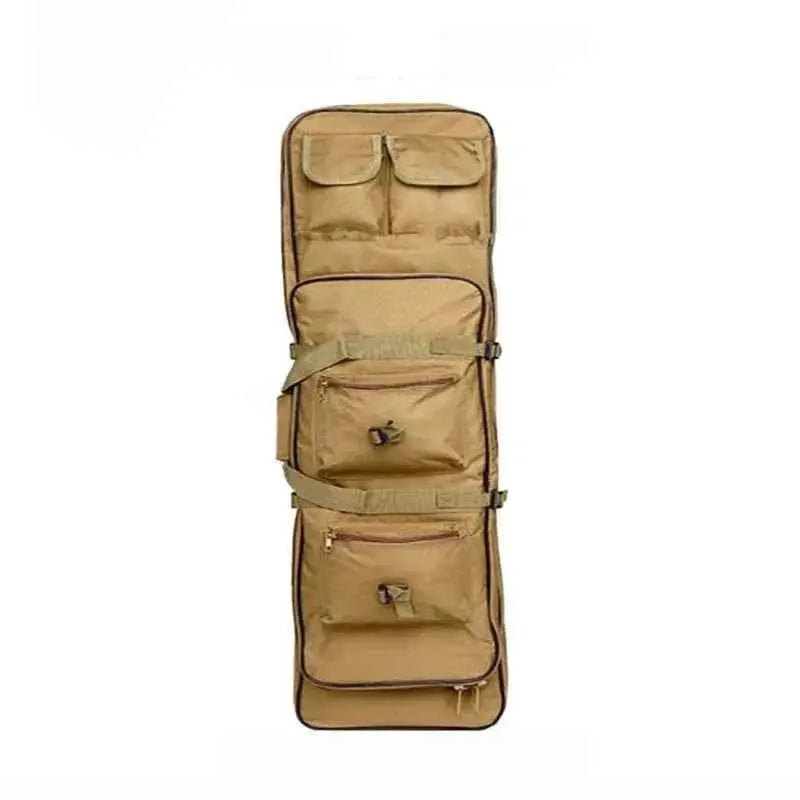 Tan tactical rifle bag with multiple pockets for storage and organization