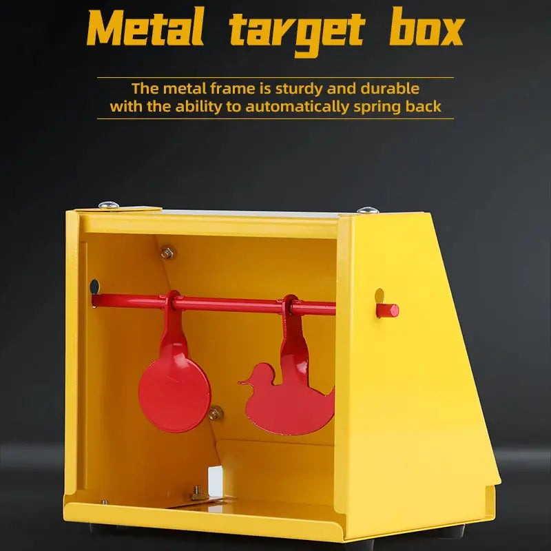 Tactical shooting targets box in yellow with durable metal frame and automatic spring back feature