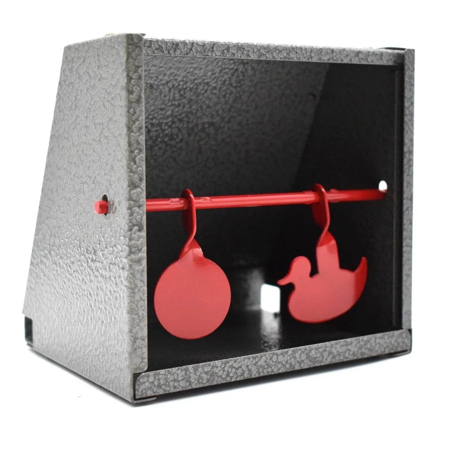 Tactical shooting targets box with red silhouette targets for practice