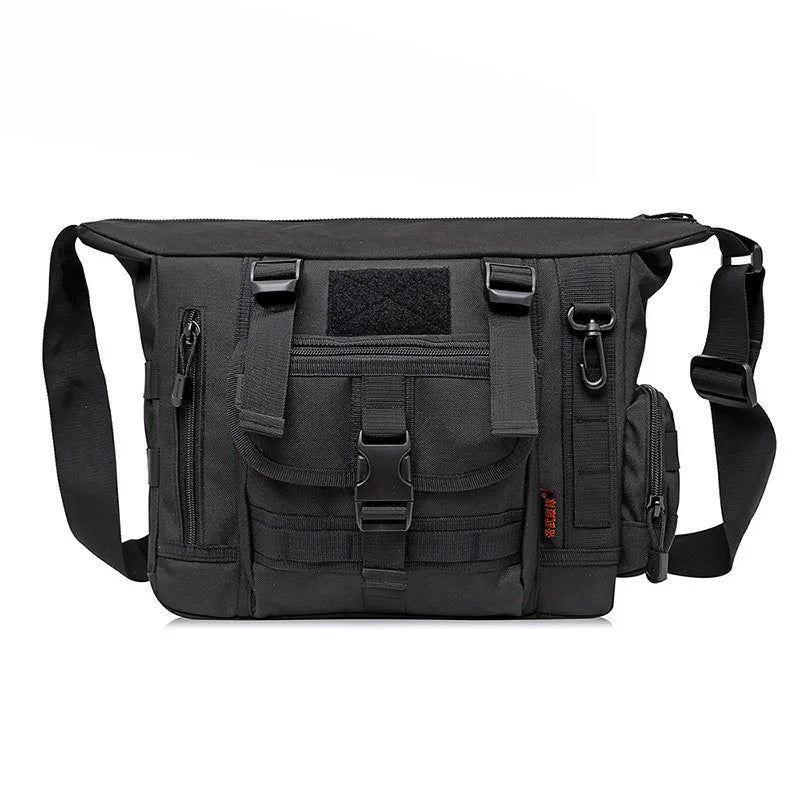 Black tactical sling bag with multiple pockets and adjustable strap for security and convenience