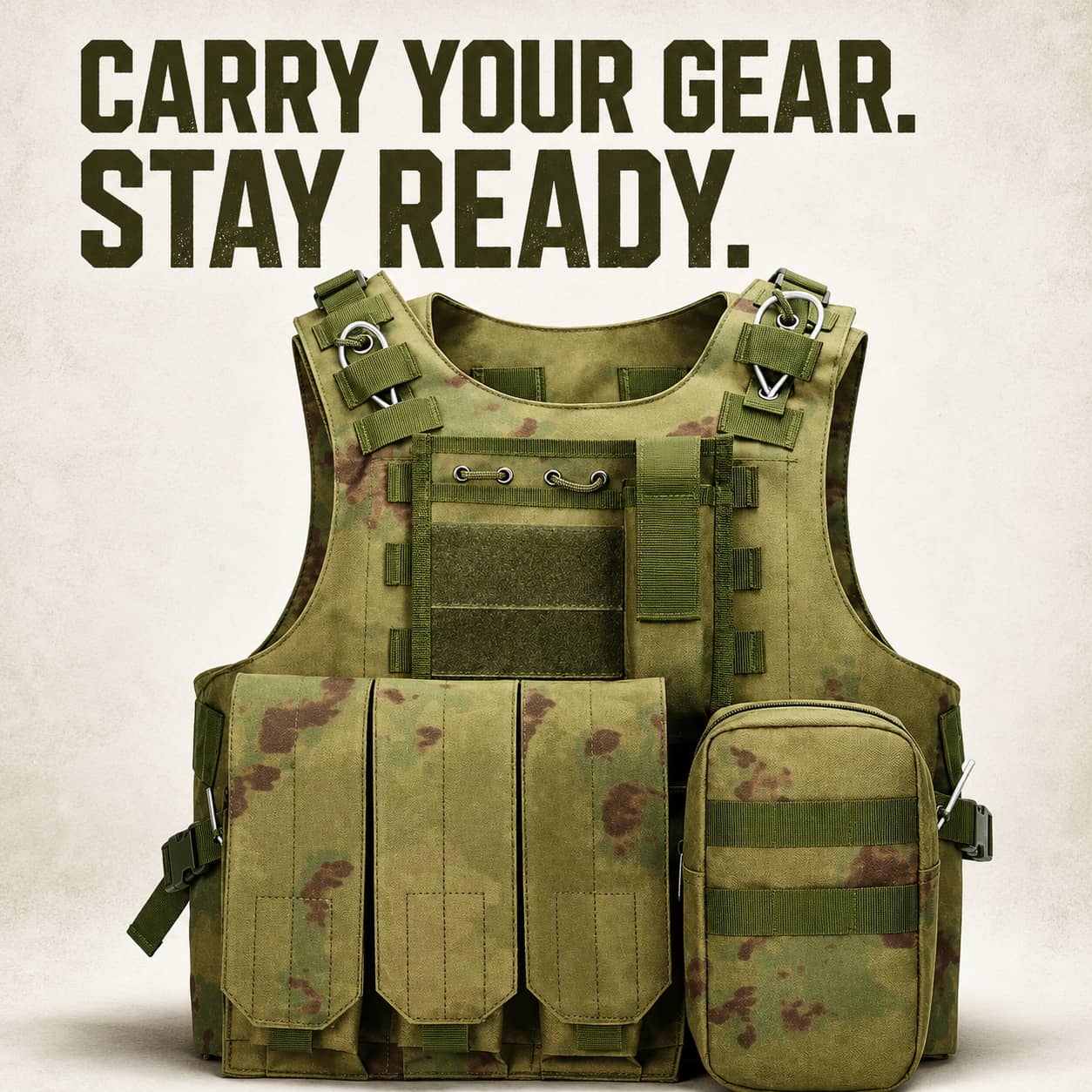 Camo Green Tactical Vest for Carrying Gear and Staying Ready