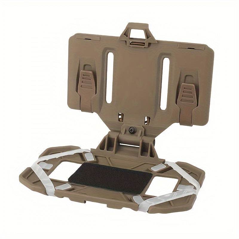 Tactical vest phone holder in tan for secure device storage