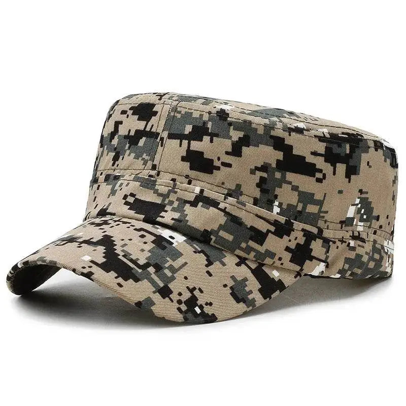 Camouflage soldier hats in digital camo for outdoor activities