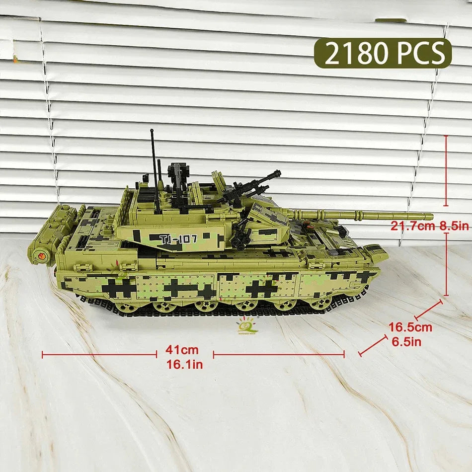Tank building blocks set in camouflage design for creative play and construction