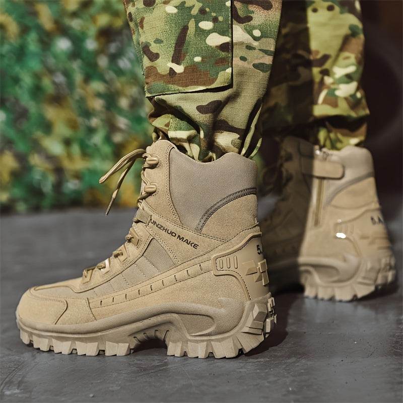 Tan thermal outdoor boots designed for rugged terrains with durable traction and comfort