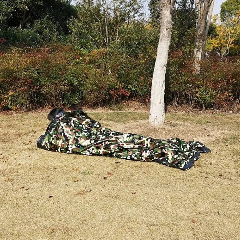 Camo thermal sleeping bag perfect for outdoor camping and warmth