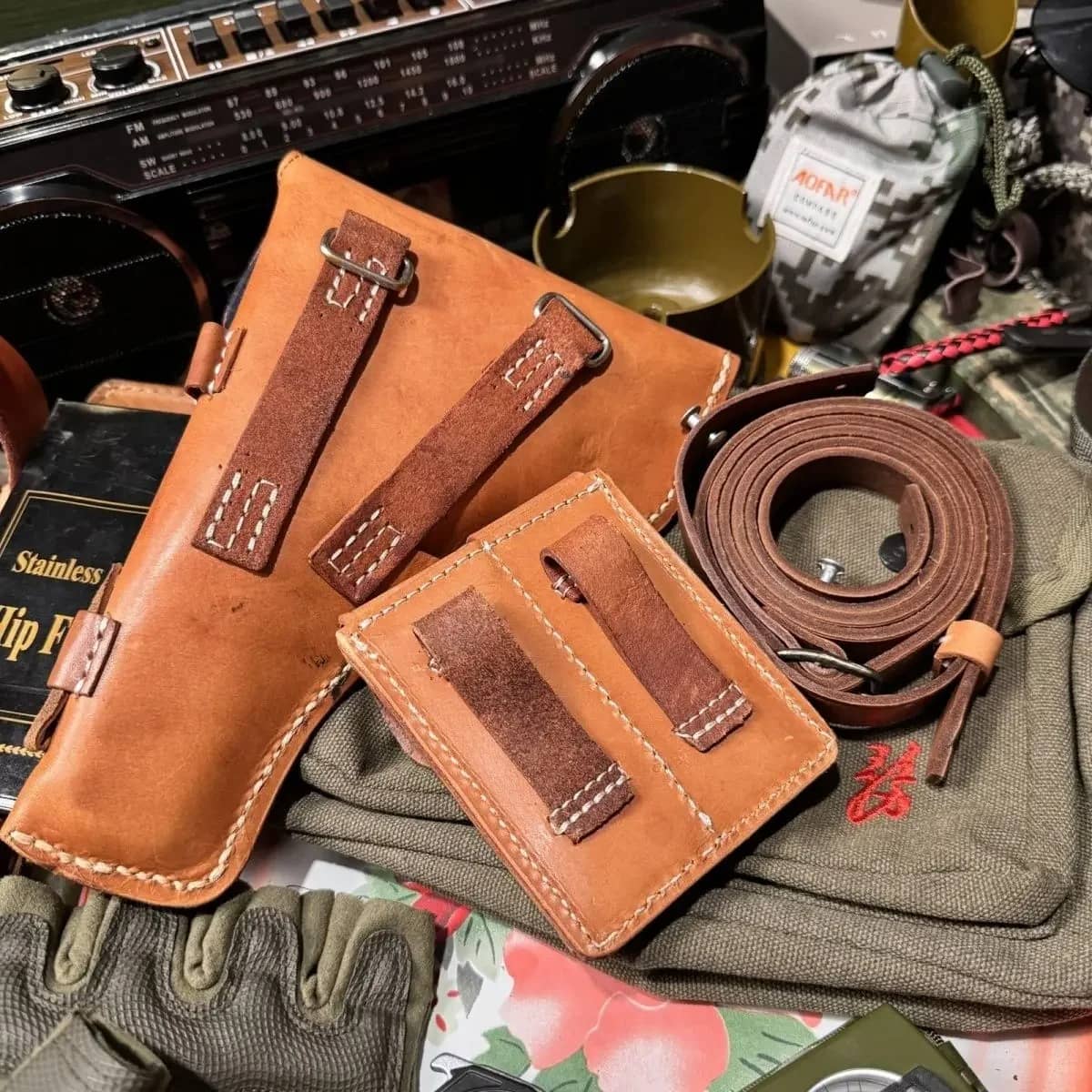Tokarev leather holster in tan color for secure firearm carrying