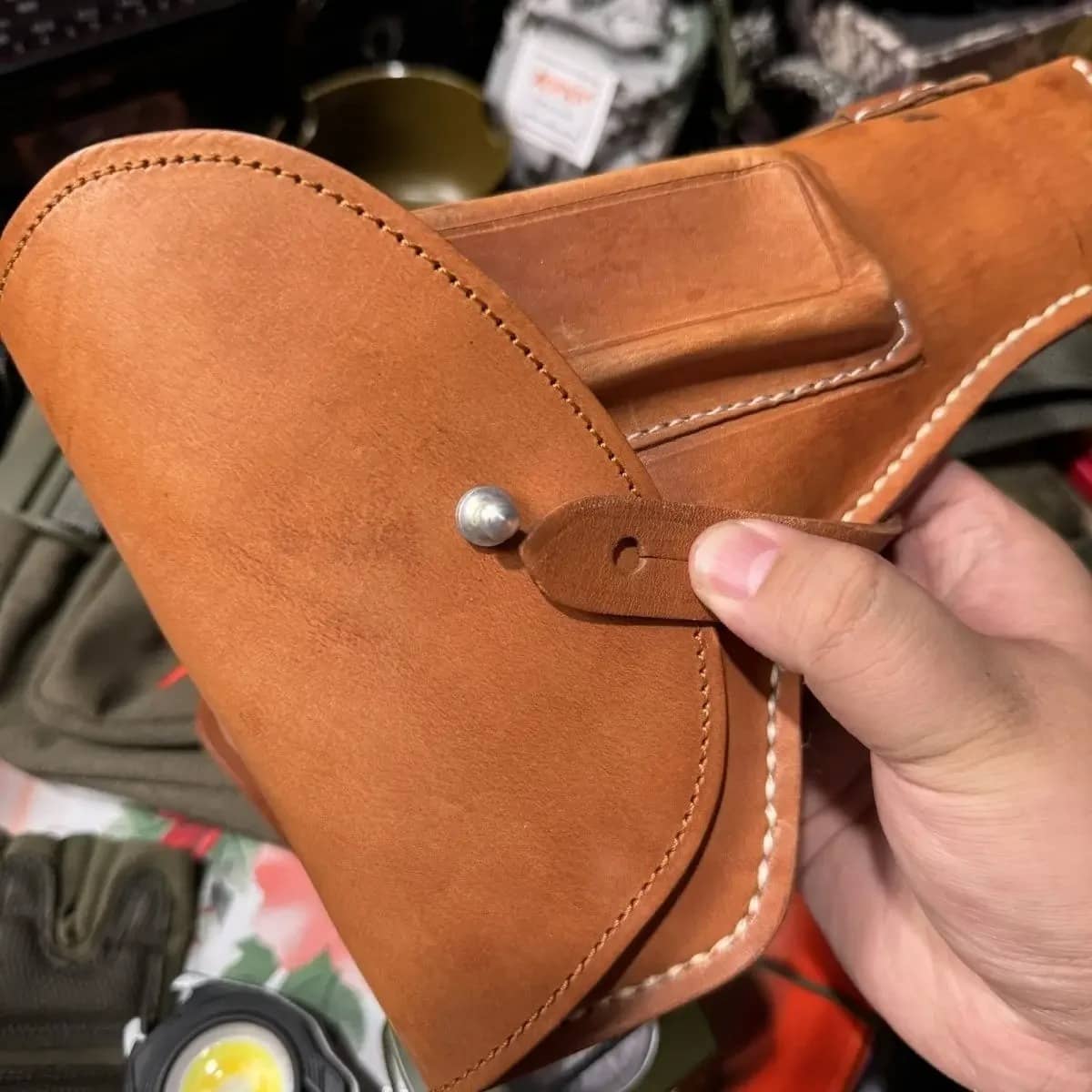 Tokarev leather holster in brown for secure firearm storage