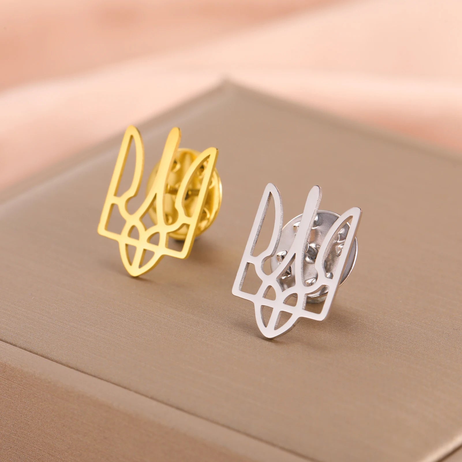 Ukraine symbol pin in gold and silver for patriotic accessories