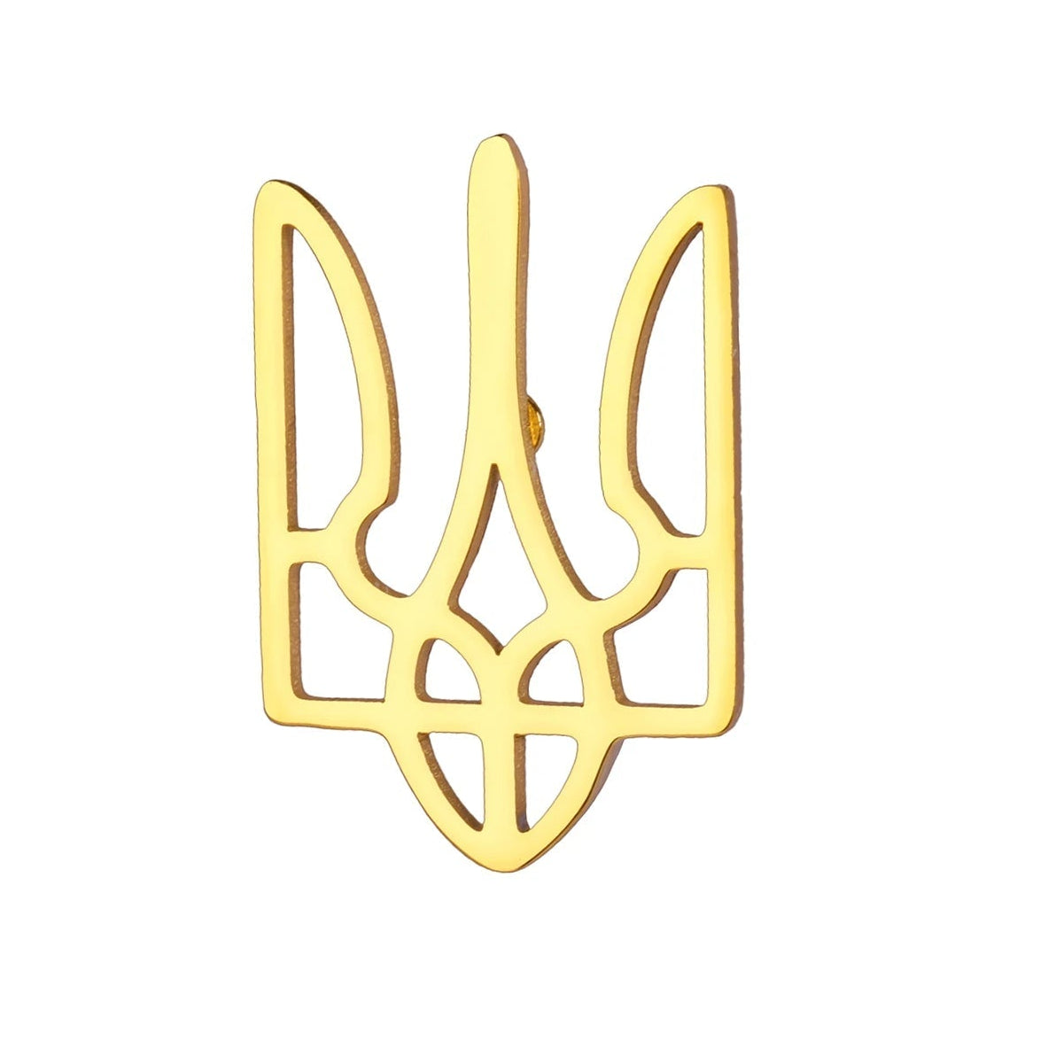 Gold Ukraine symbol pin for patriotic displays and accessories
