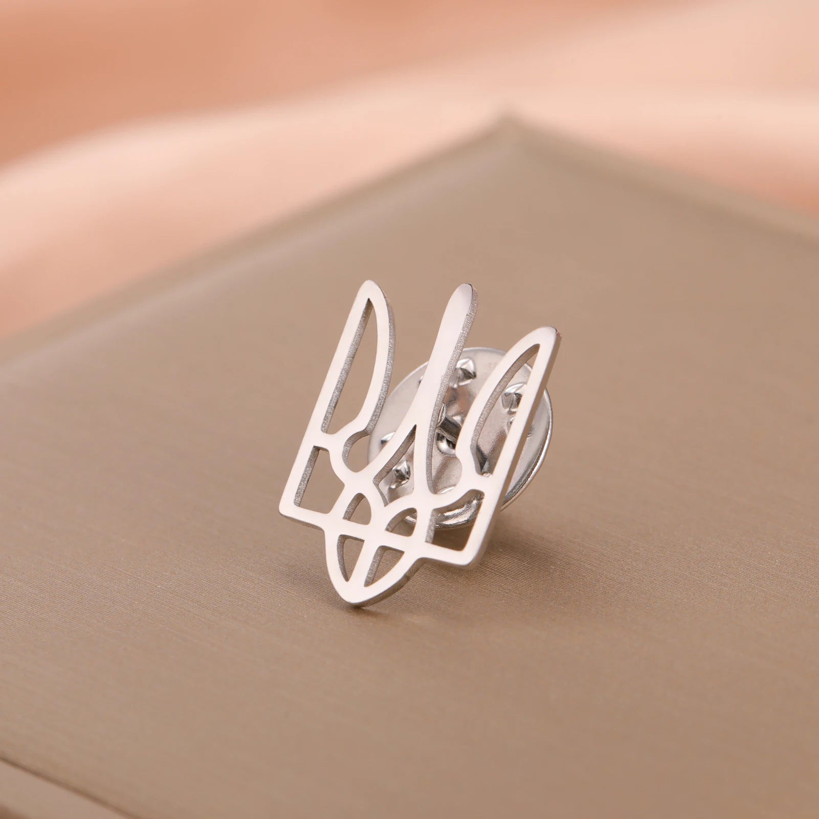Silver Ukraine symbol pin for military pride and support