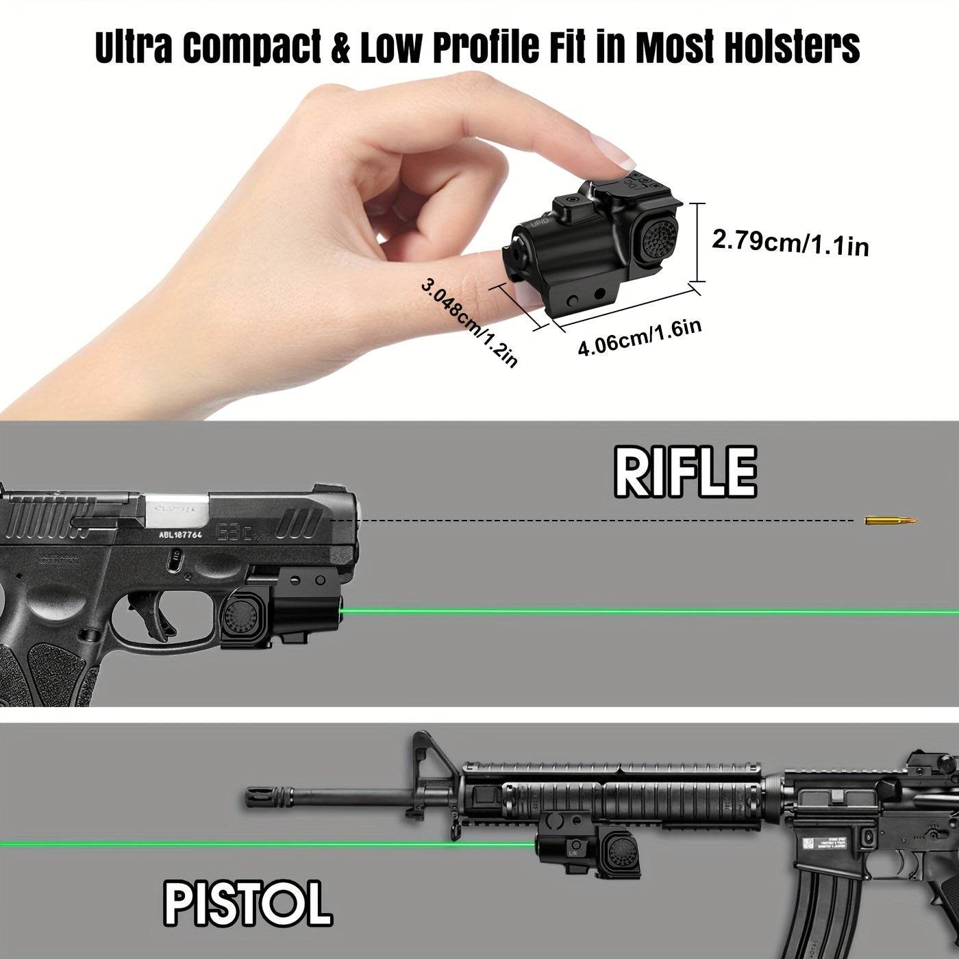 Ultra Compact Green Laser Sight IIIA Class For Handgun - Military-Outdoors.com