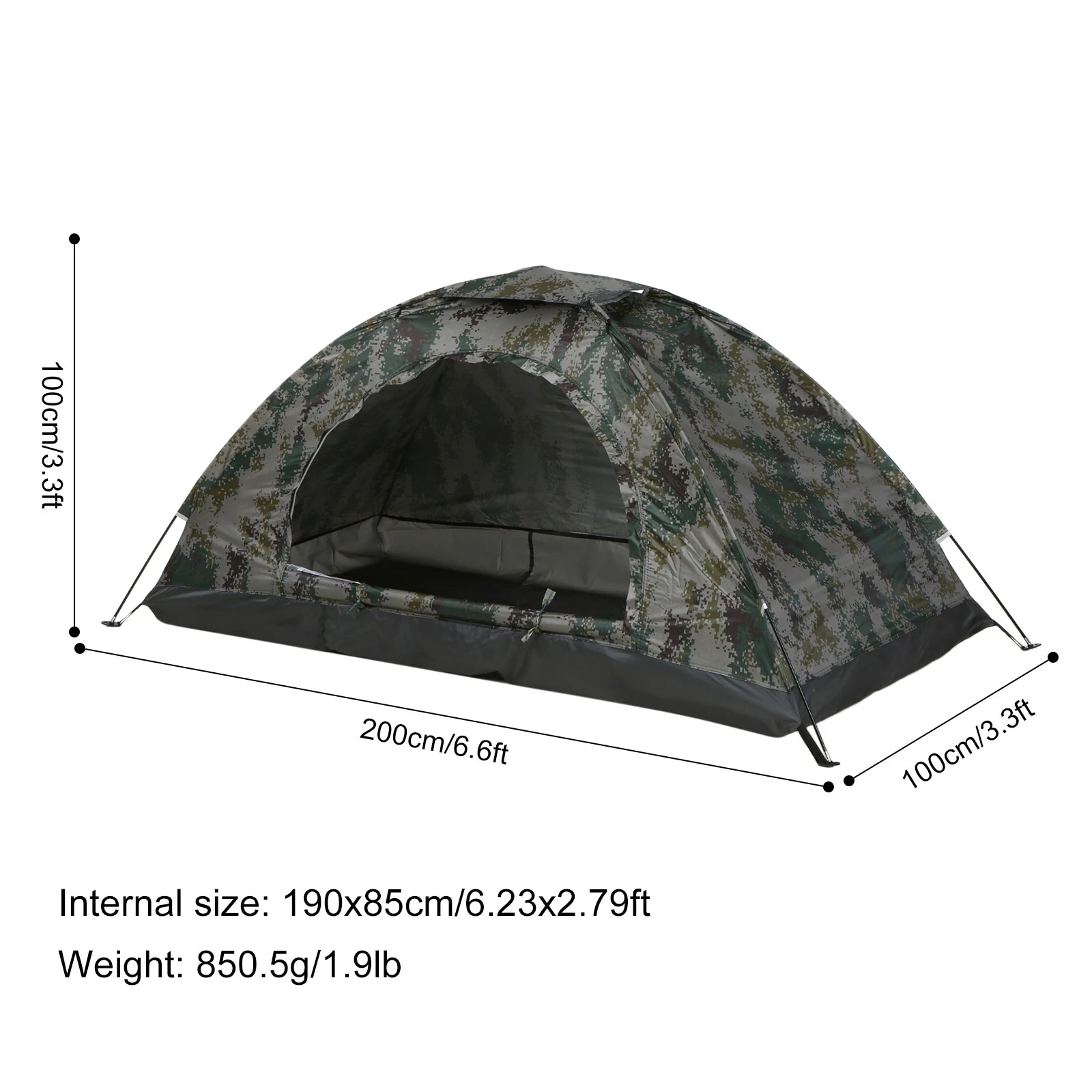 Ultralight camping tent in camouflage color for easy setup and portability