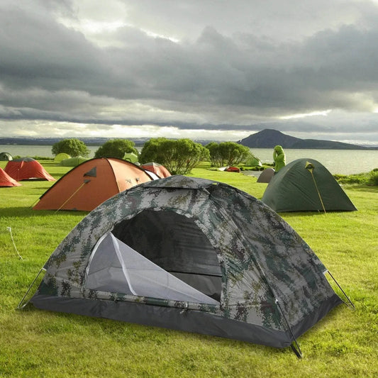 Camouflage ultralight camping tent for easy setup and portability