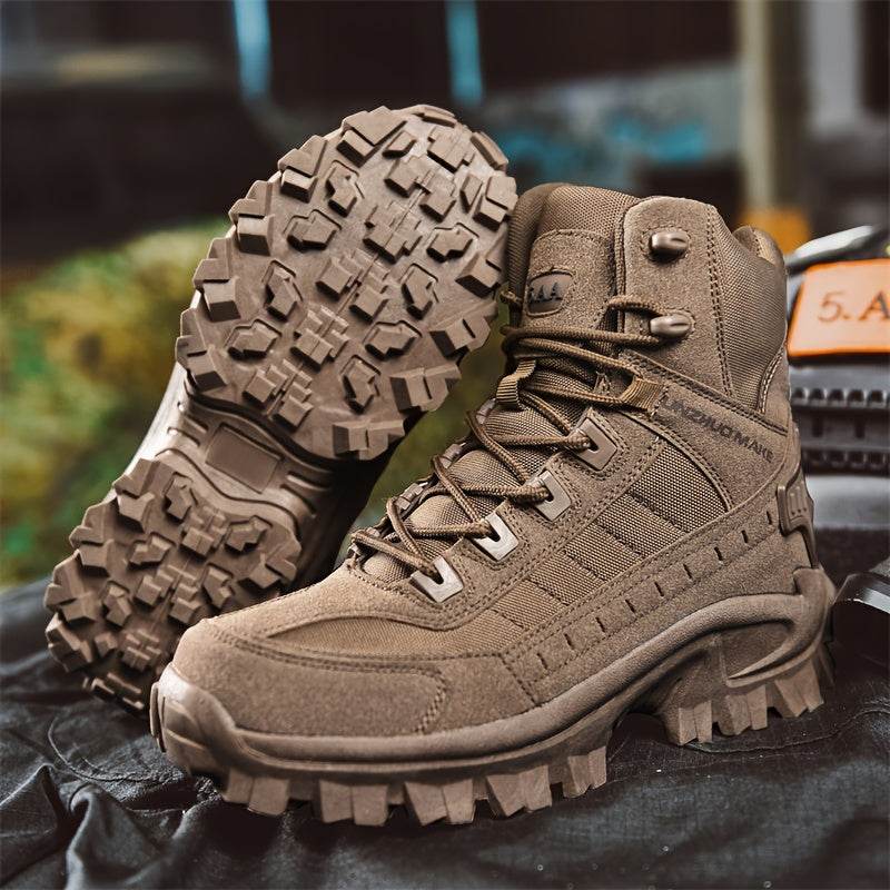 Brown tactical boots designed for rugged outdoor use, ideal warm outdoor boots
