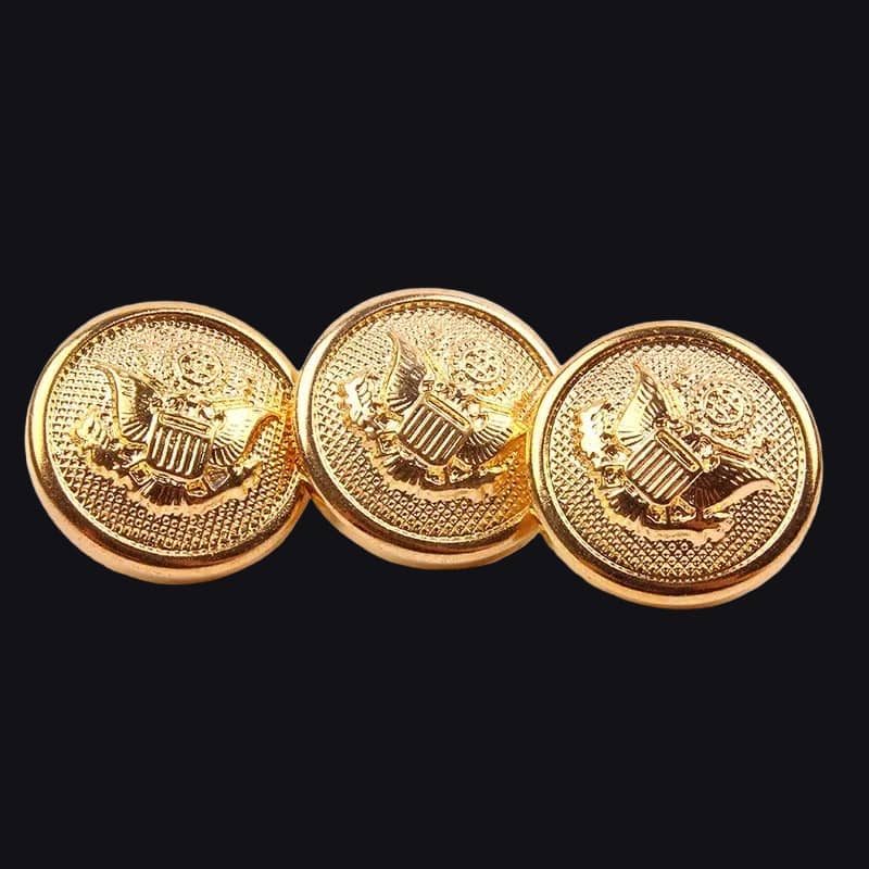 Set of three US Army blazer buttons featuring a detailed eagle design and gold finish
