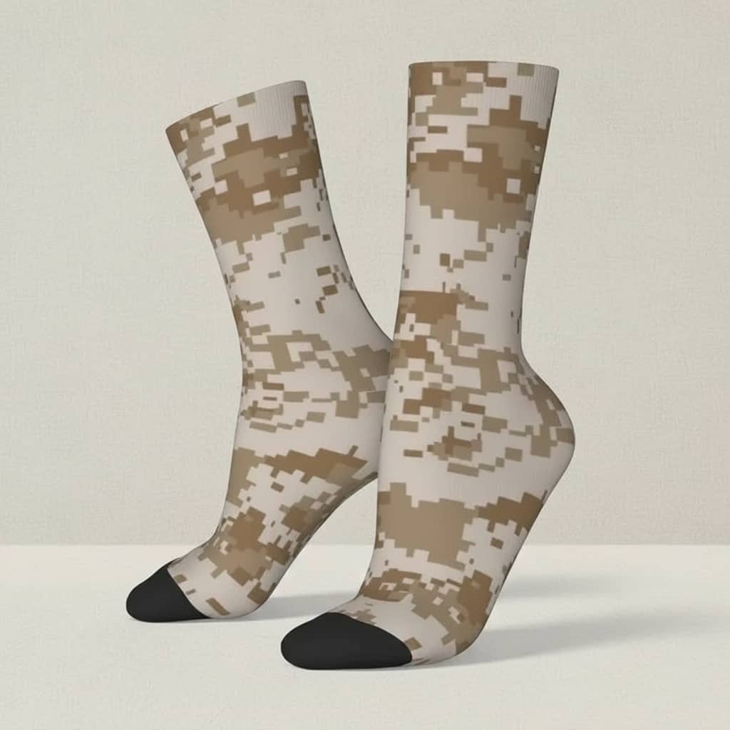 US Army crew socks in desert camo for outdoor activities and comfort