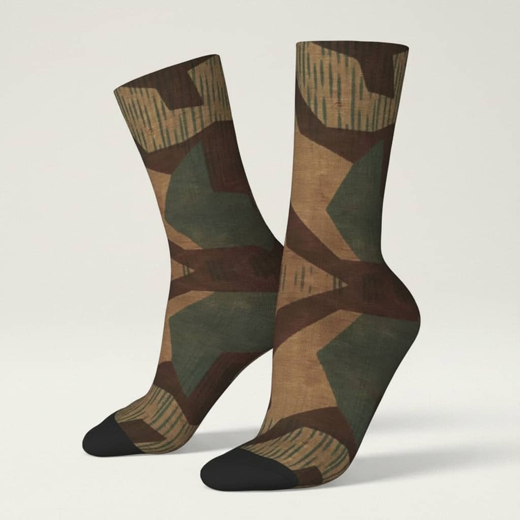 US Army crew socks in green camouflage design for outdoor activities