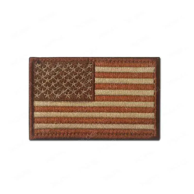 US Flag Embroidered Patch on a classic brown background for military enthusiasts