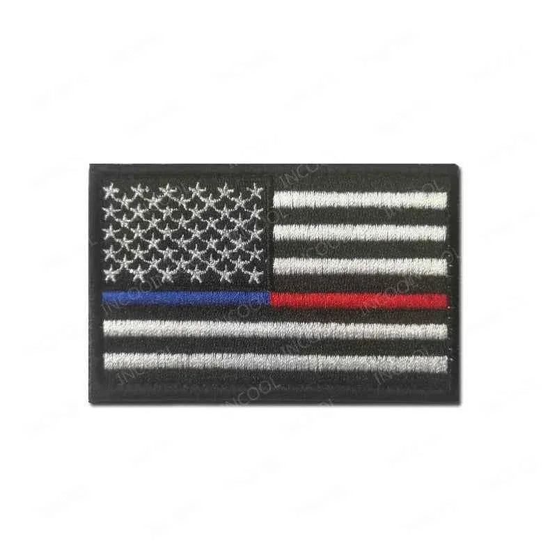 US Flag Embroidered Patch on a black background, featuring detailed red, white, and blue design