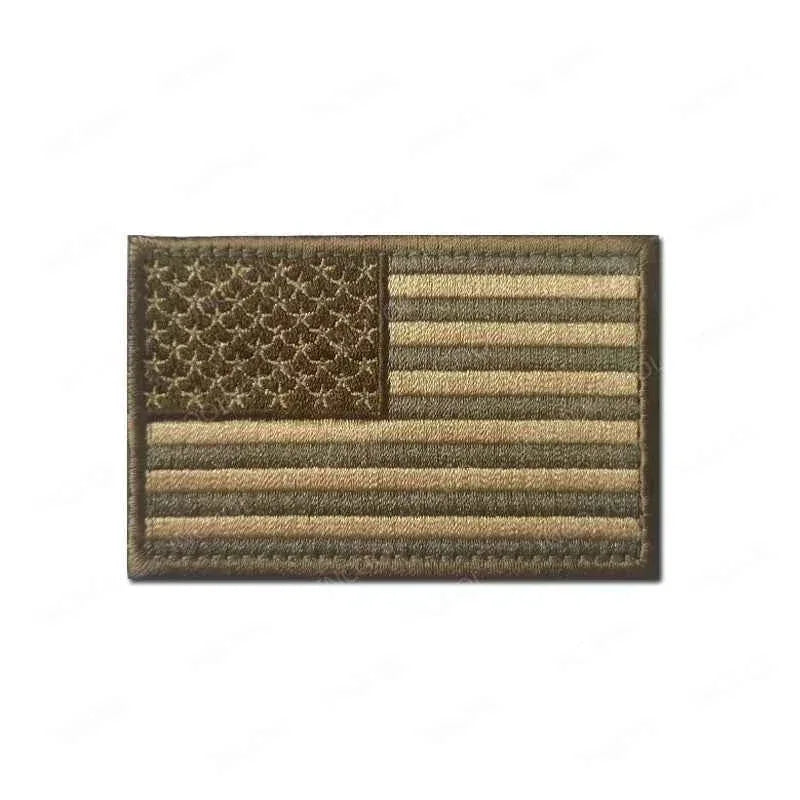 US Flag Embroidered Patch in khaki color with detailed stitching for military gear or apparel