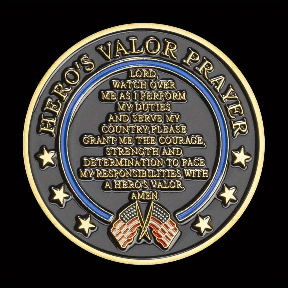 US Navy collectible coin featuring Hero's Valor Prayer and patriotic design
