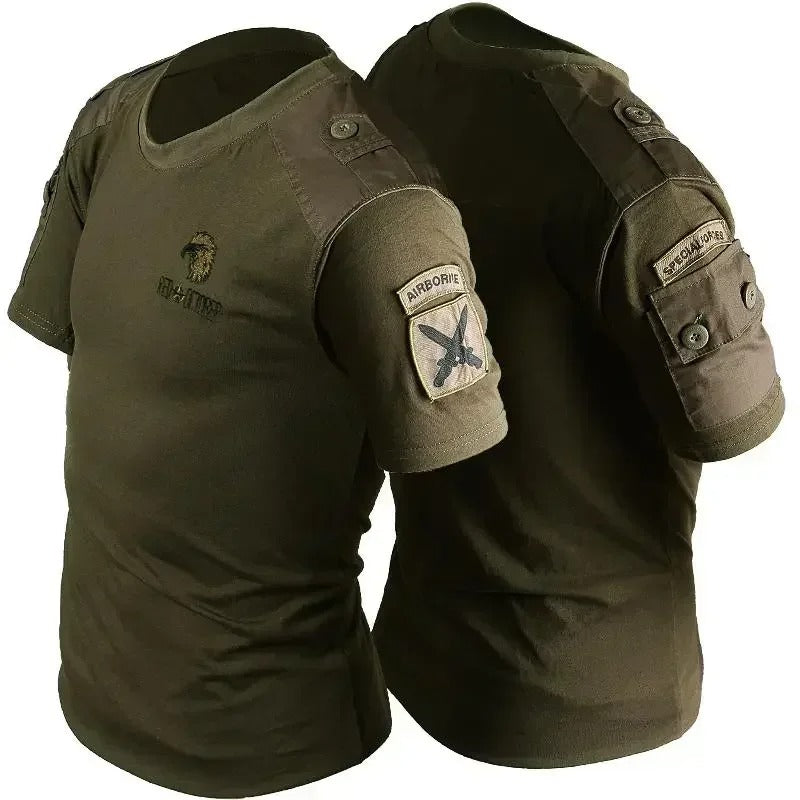 US Navy combat t-shirt in olive green with military patches