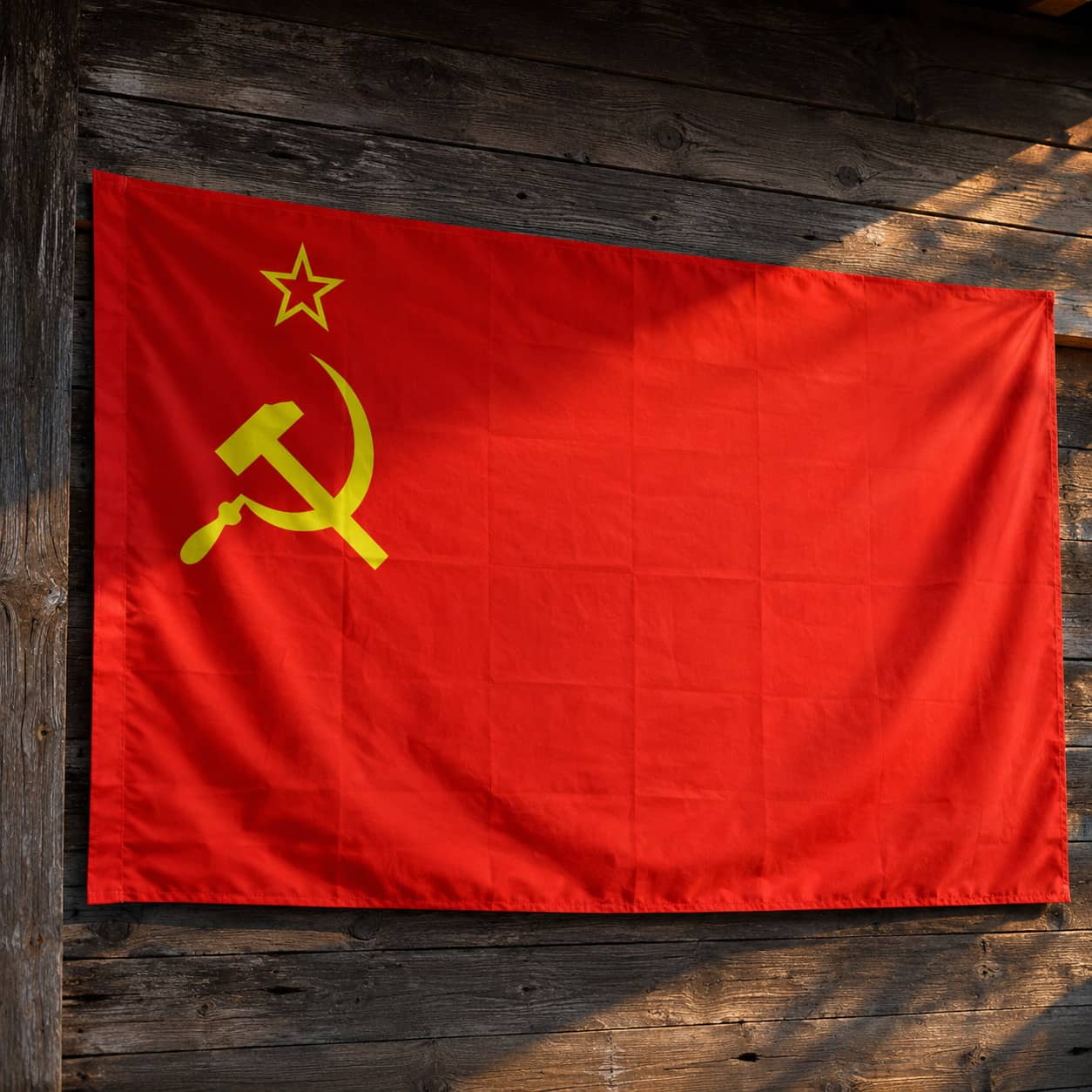 USSR flag in red featuring hammer and sickle, perfect for historical displays