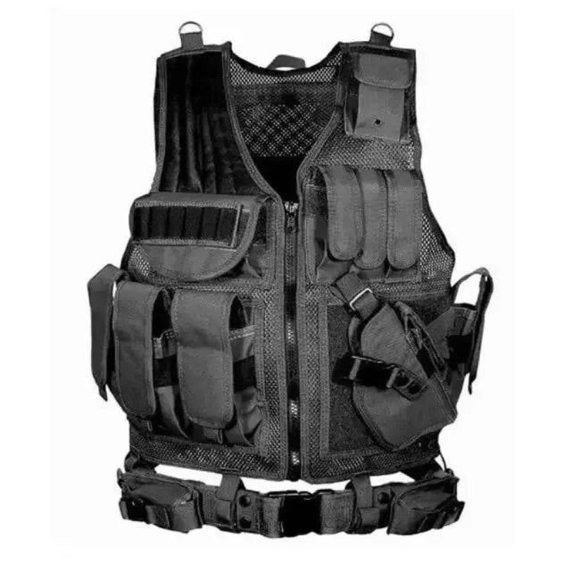 Black Utility Vest with multiple pockets for tactical gear storage