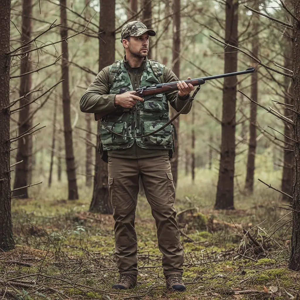 Military-Outdoors Utility Vest in Camouflage for Outdoor Activities and Hunting