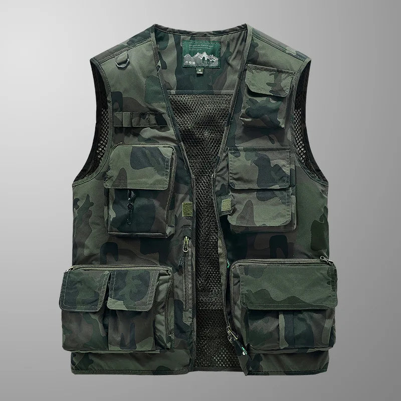 Military-Outdoors Camouflage Utility Vest with Multiple Pockets for Outdoor Activities