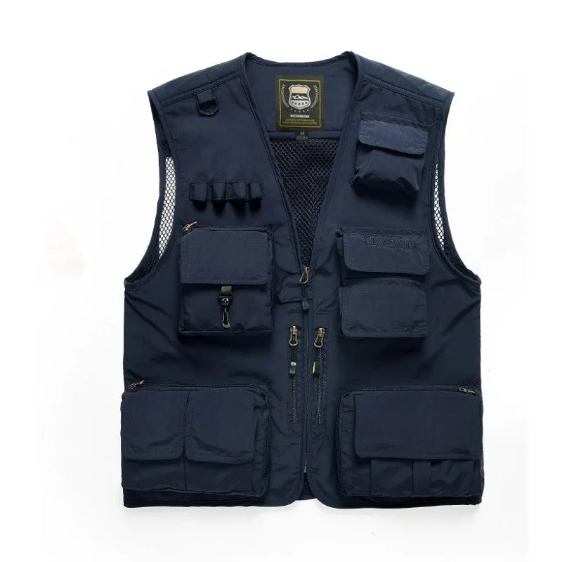Military-Outdoors Utility Vest in Navy with Multiple Pockets for Versatile Use