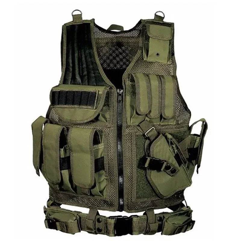 Olive Green Utility Vest with Multiple Pockets for Tactical Use