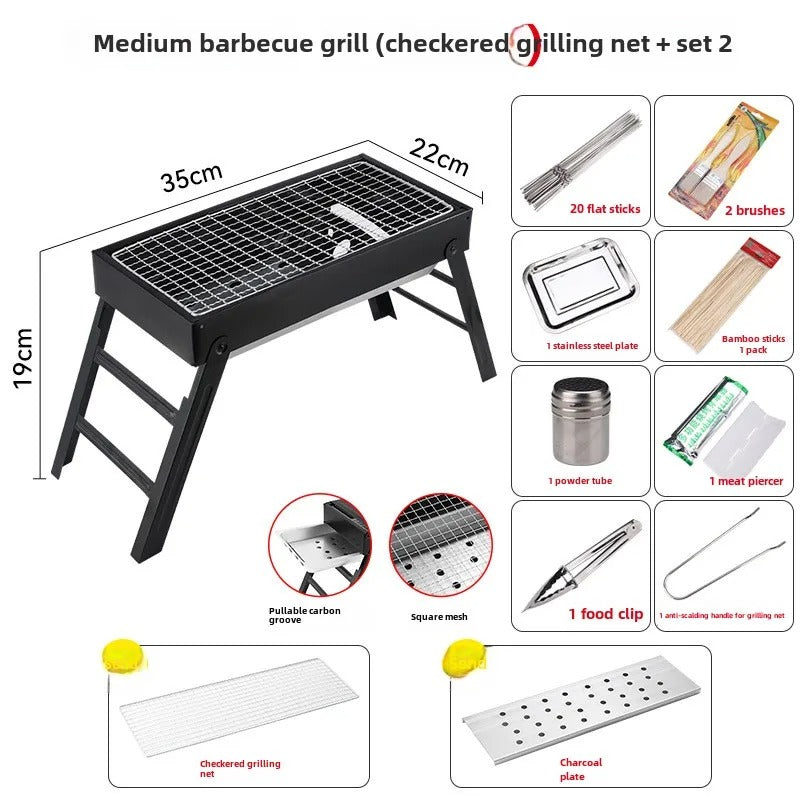Small Portable Charcoal Barbecue Grill Set Military-Outdoors.com