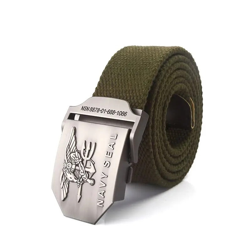 NAVY SEAL-Style Canvas Web Belt with Metal Buckle