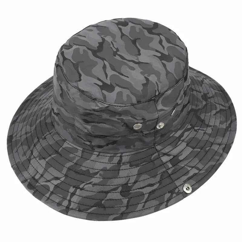 Black Top view Camouflage outdoor Hat - Durable Outdoor Gear - Military-Outdoors.com