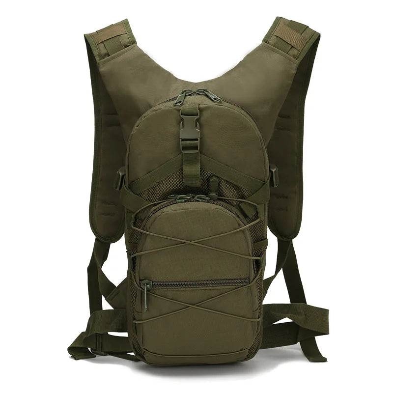 Molle tactical backpack in olive green for hydration and outdoor activities
