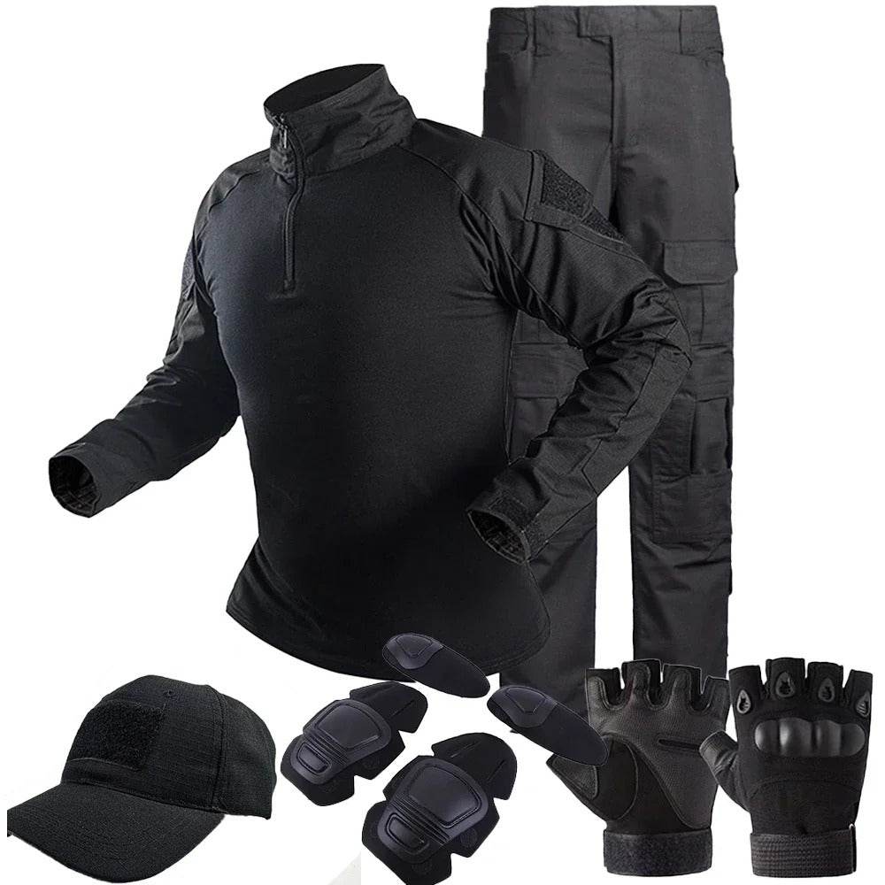 Military Black Outdoor Camouflage Suit for Tactical and Outdoor Activities