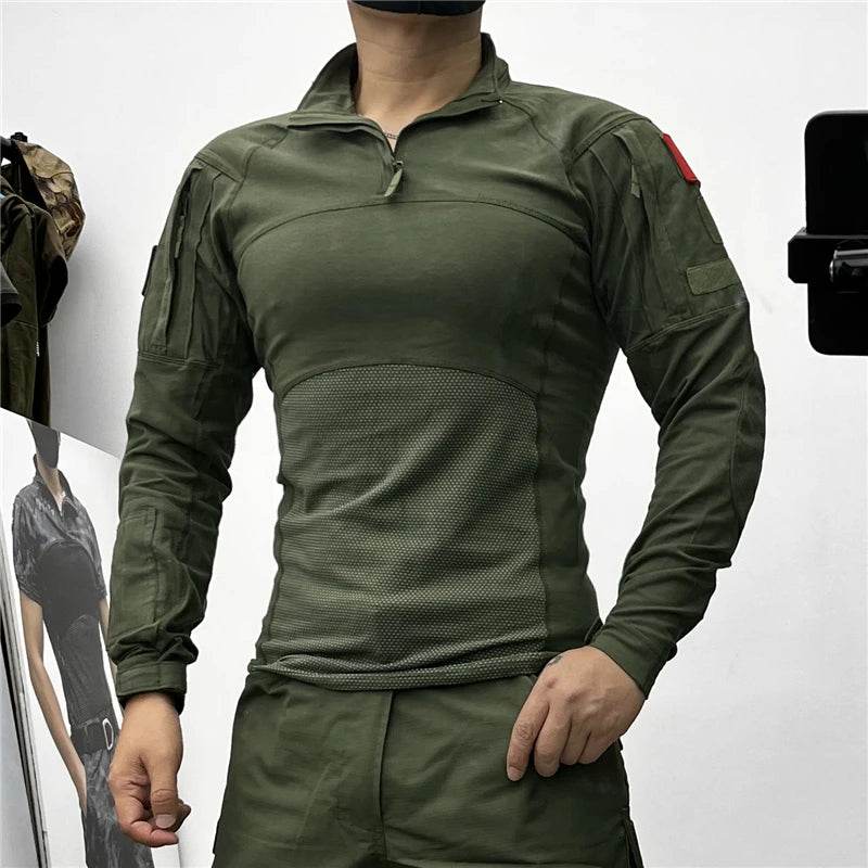 Outdoor camouflage suit in green, ideal for rugged outdoor activities